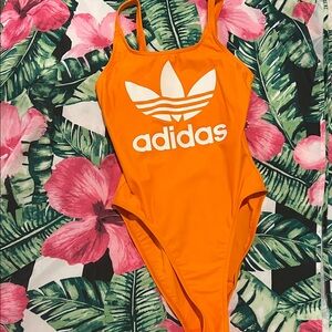 🧡🤍 Adidas Orange & White Bodysuit / Swimsuit 🤍🧡
